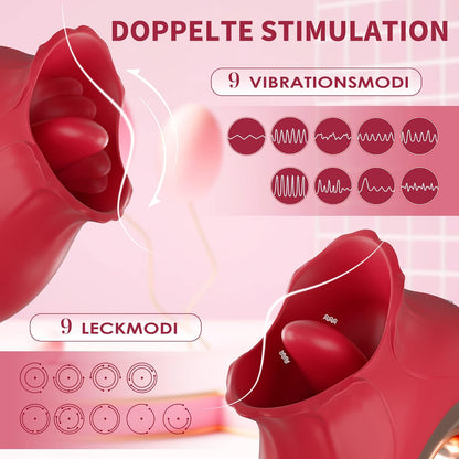 G-spot clitoris tepel likken tongstimulator vibrators met 9 modi 