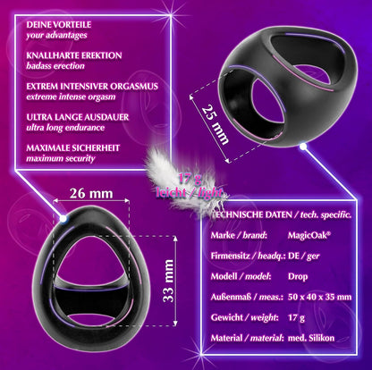 Dual penis ring 2-in-1 cock testicle ring erection aid for men 