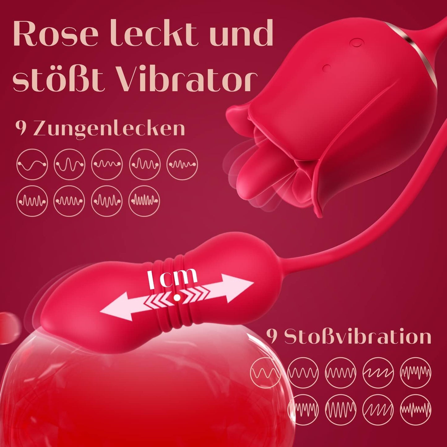 3 in 1 vibrators bullet sex toys clit and nipple stimulator with 9 licking modes &amp; 9 vibration modes 