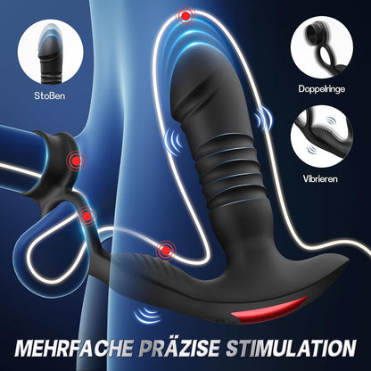 3 in1 Penisring Analvibratoren Prostata Stimulation mit 7 Stoßfunktion 7 Vibrationsmodi