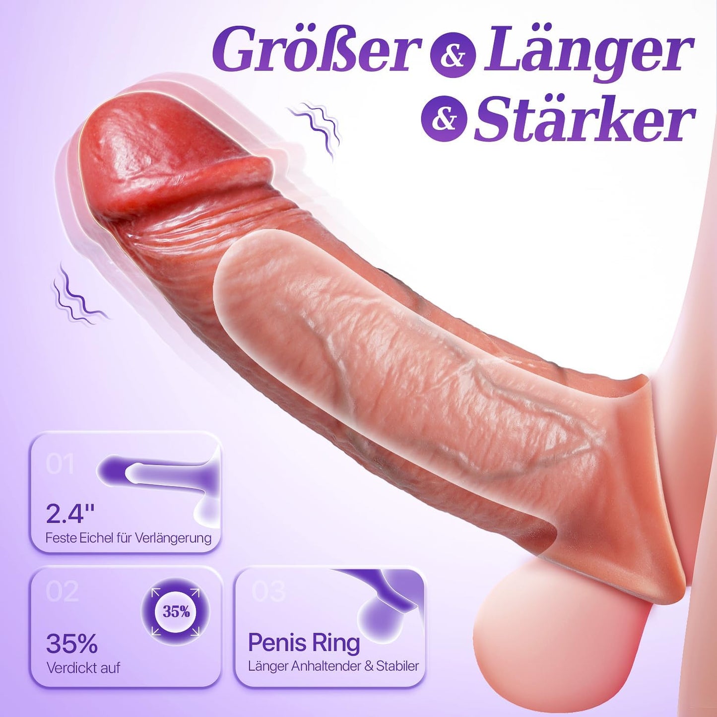 4 in 1 Elektrischer Penishülle Penisring Vibrator mit APP Vibrationsmodi