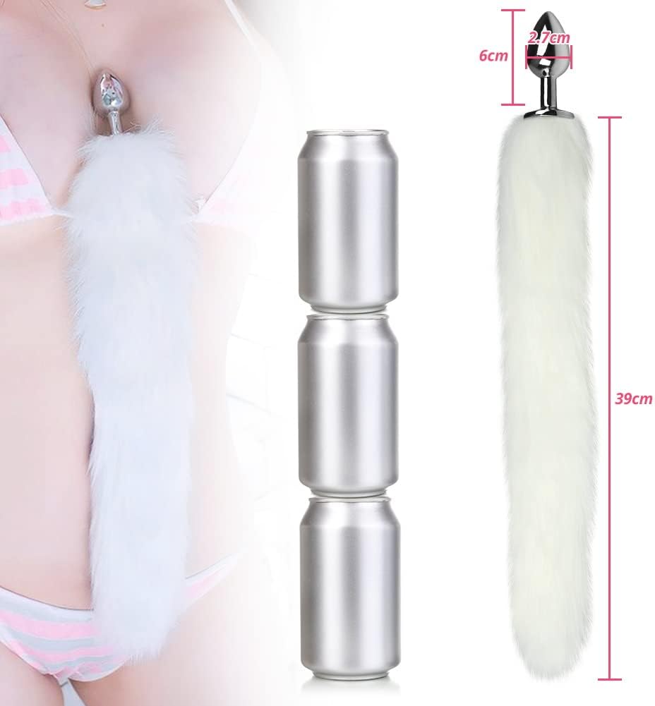 Cosplay stainless steel anal plug conical tip anal toys with fox tail butt plug 