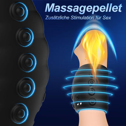 60°-Weichperlen Penishülle Penis Ring Sleeve Cockring Mit 10 Vibrationsmodi