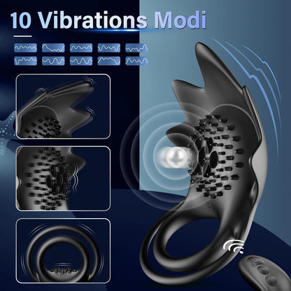 3 in1 Penisring Vibrator Sex Spielzeug Cockring Penis Ring 10 Vibrationen