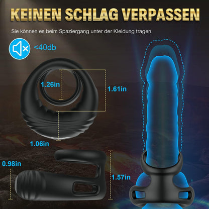 Dual cock ring vibrator with remote control with 10 vibrations 