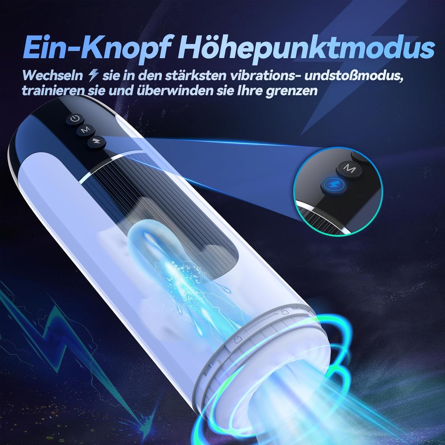 Automatische Masturbator Cup mit 4-Frequenz Push Funktion &  7 Frequenz Vibration