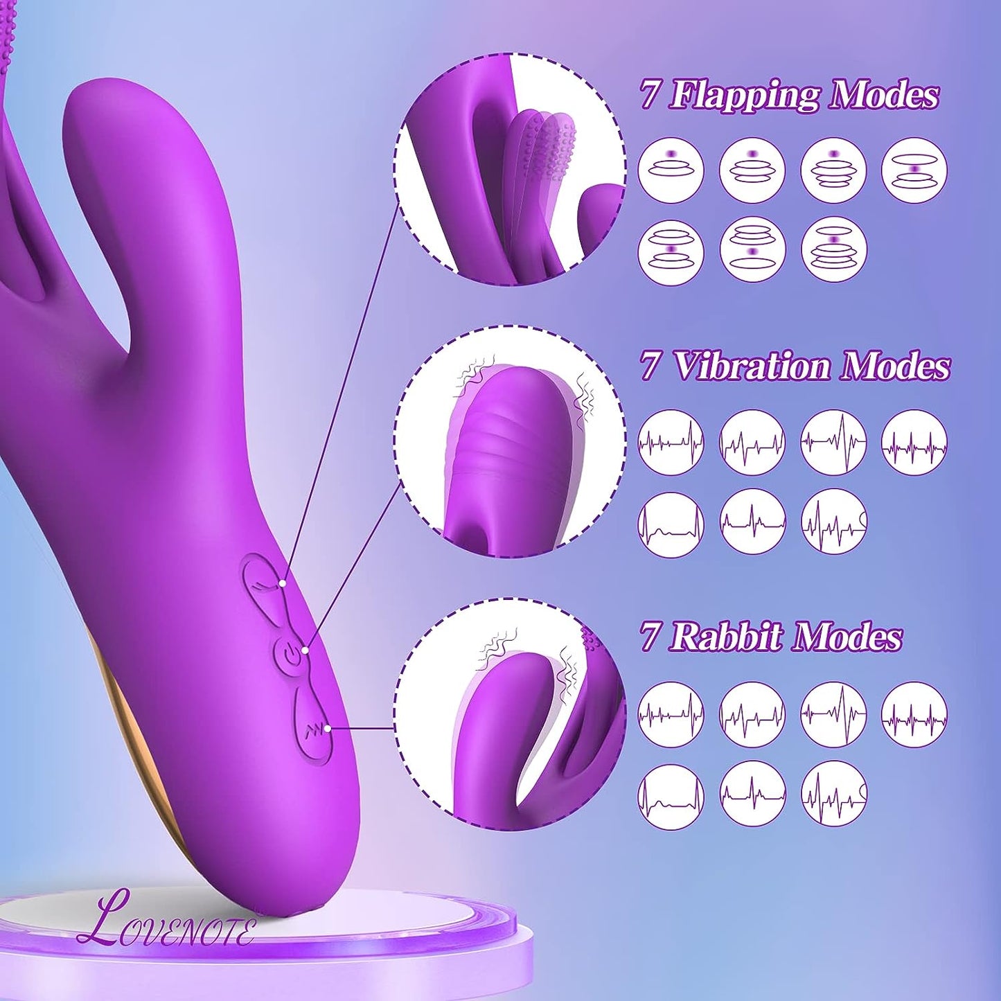 G-Spot fladderende vibratordildo met 7 trillingen en 7 fluttermodi 