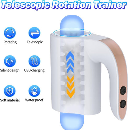 Elektrischer Masturbator Masturbieren Cup mit 5 Rotation Teleskopsmodi und 10 Vibrationsmodi