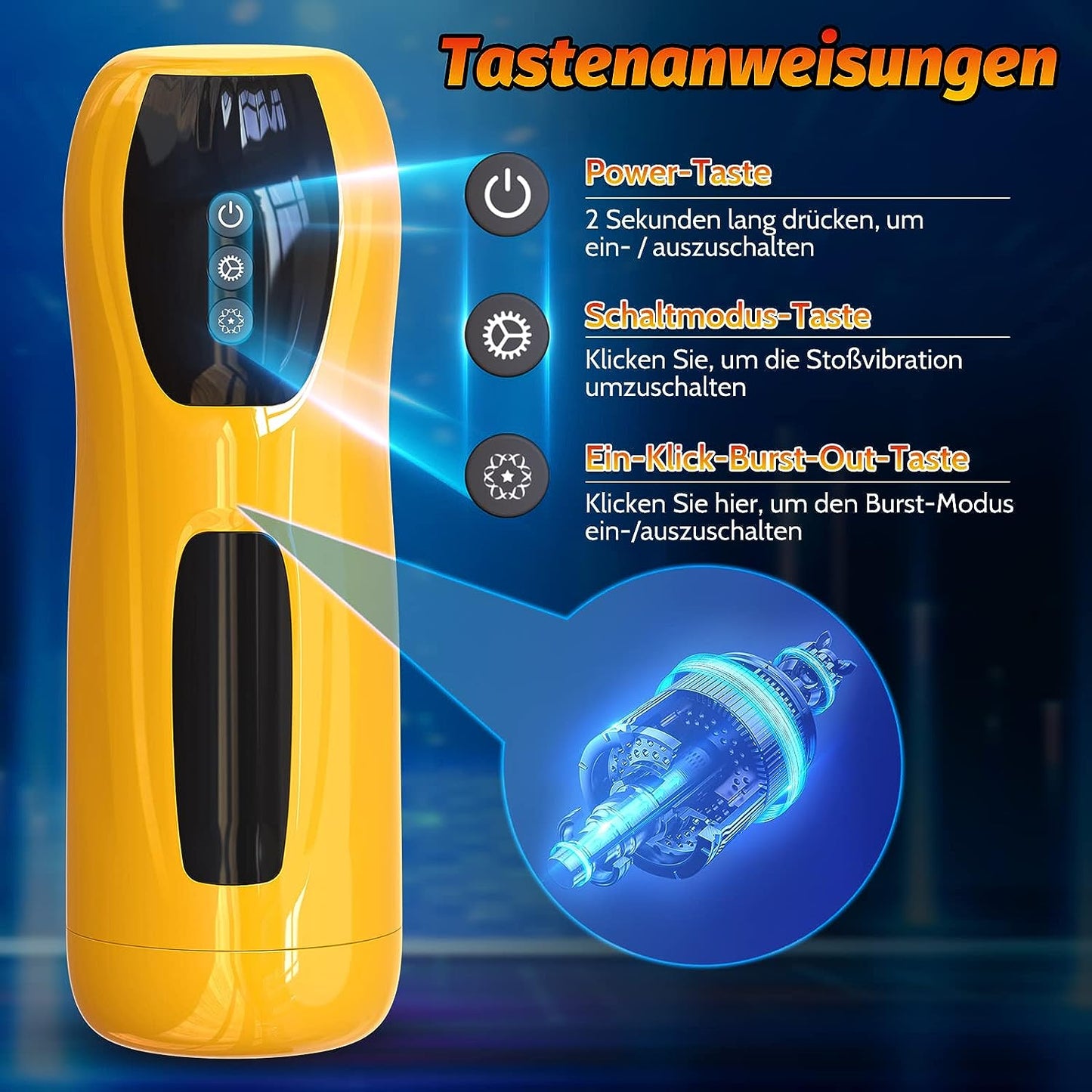 One-Touch-Burst-Modi Elektrischer Masturbator 7 Teleskopischen