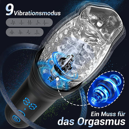 Masturbator Masturbieren Elektrisch mit 9 Vibrations- Rotations- und Teleskopmodi