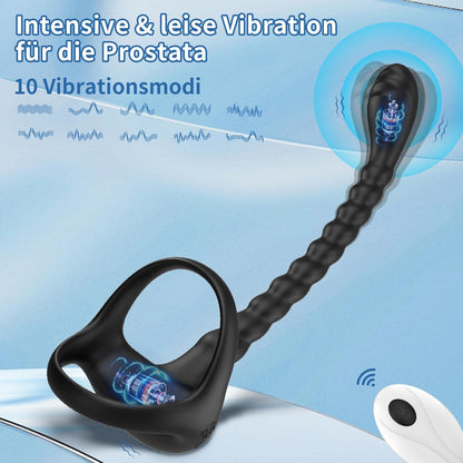3 in 1 prostate massager cock ring with 10 vibration modes 