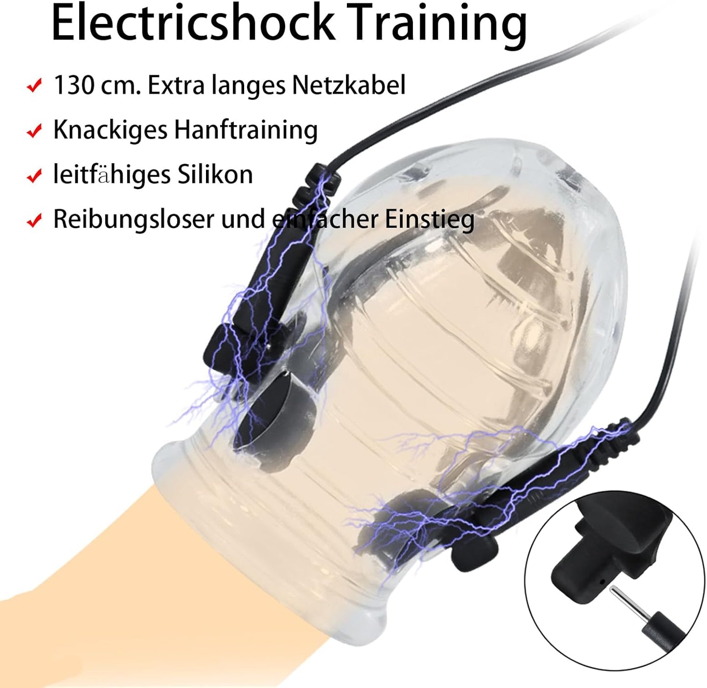 Elektro Schock Eichel Hülse Penis Trainer Set mit Penisringe Hodenring