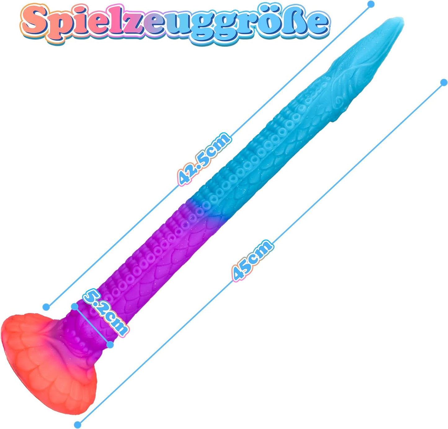 Leuchtender Analplug Super langer Tentakel Drachen Dildo Analdildo 45cm