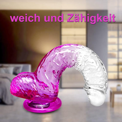 Realistic clear rubber penis natural dildo transparent 17cm 