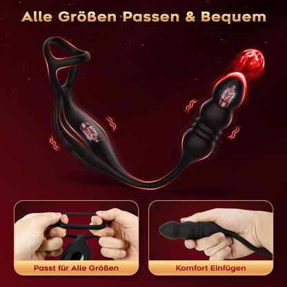 4 in 1 Anal Vibrator Penisring Prostata mit 9 Starker Vibrationen