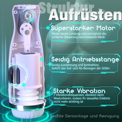 Elektrischer Masturbator Cup Penis Stimulator mit 7 Modi Teleskop & Vibrieren