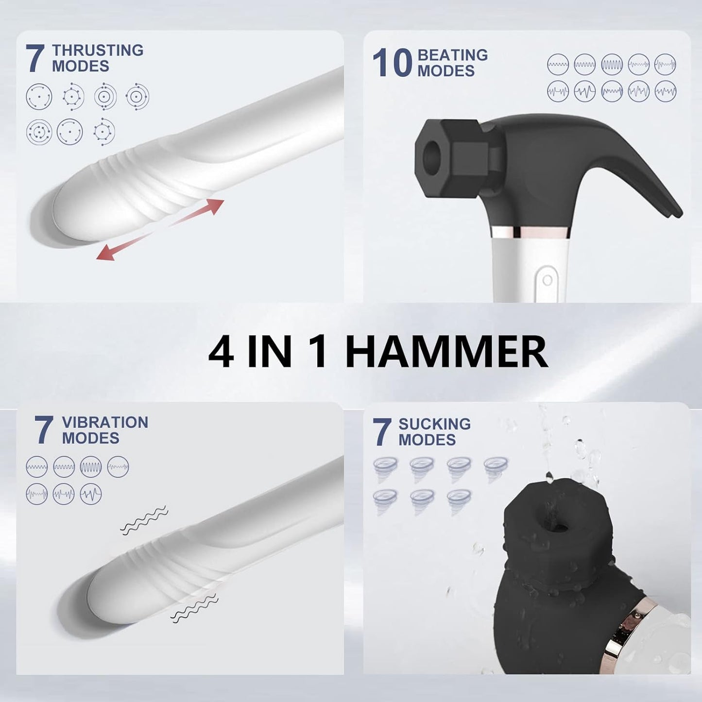 Hammer vibrator G-spot vibrator with 7 sucking &amp; pushing 10 vibration modes 