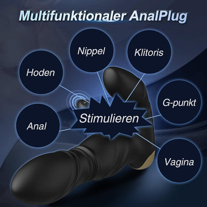 Thrust anal vibrator prostate massager with 8 vibration modes 8 telescopic modes 
