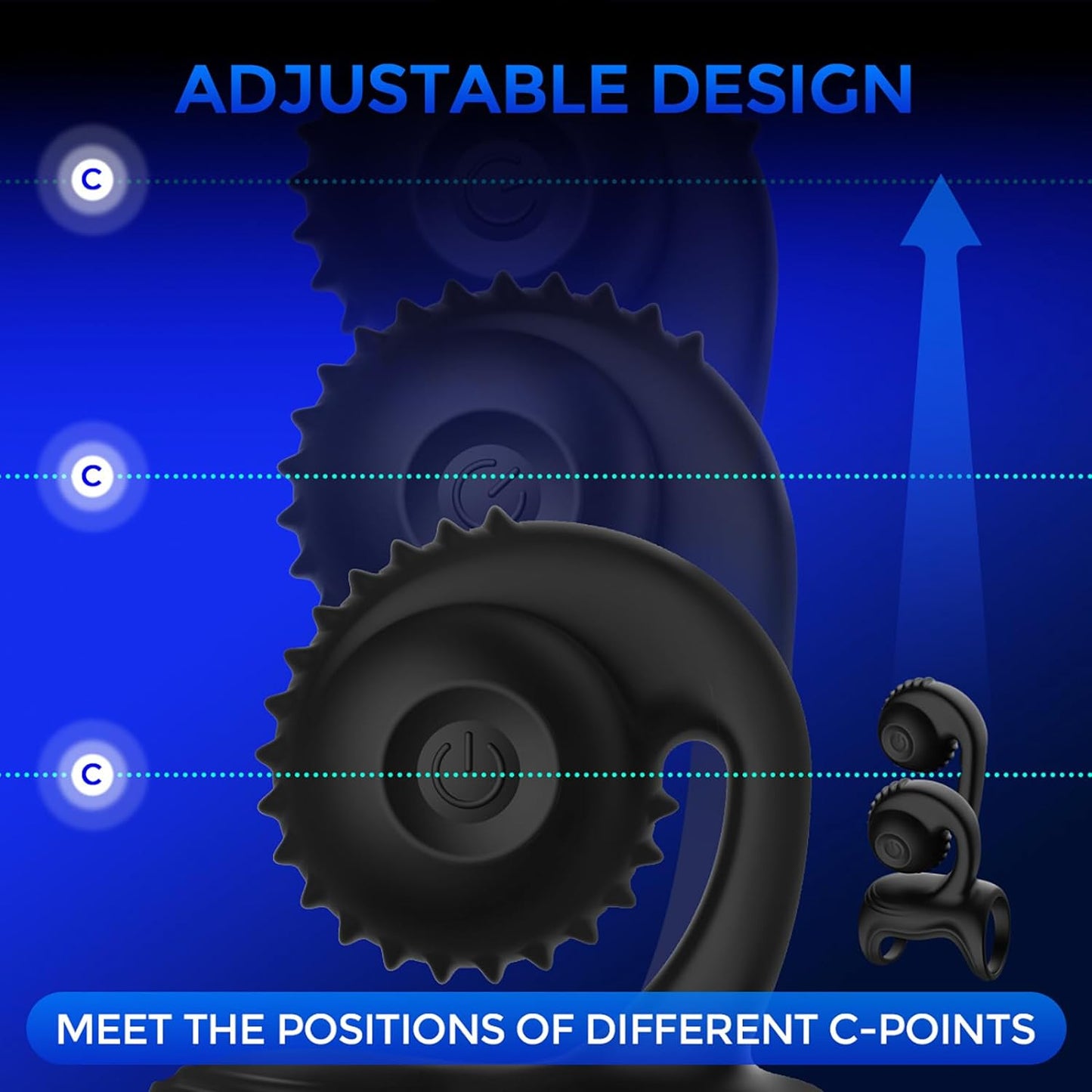 One-Touch-Steuerung Doppelring-Design Penisring Vibrator mit 10 Vibrationsmodi