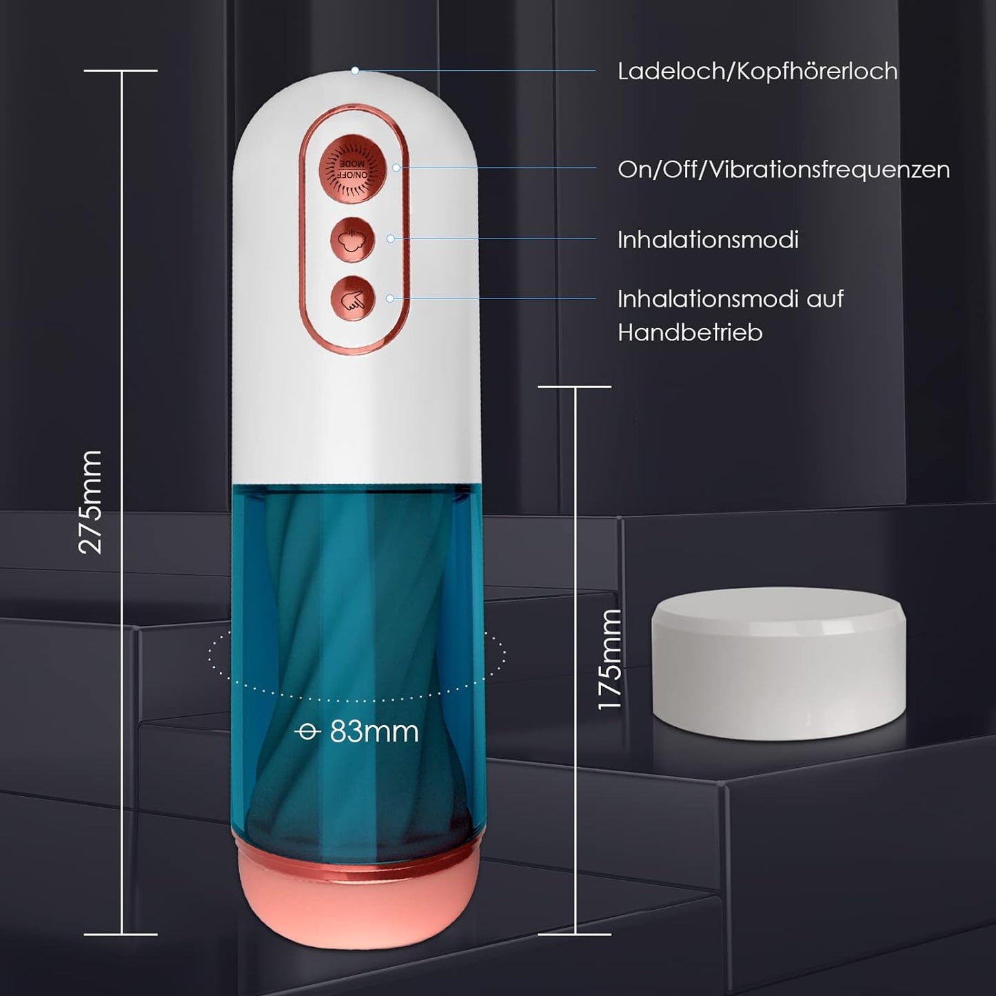 3D-realistische orale pocketpoesje elektrische masturbator met 7 zuig- en vibratiemodi 