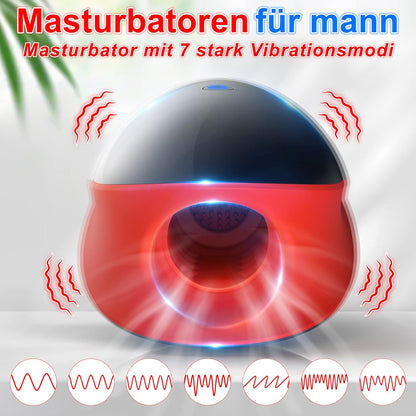 LED Display Masturbators Hand Free Blowjob Oral Sex Cup with 7 Slap + 7 Vibrations 