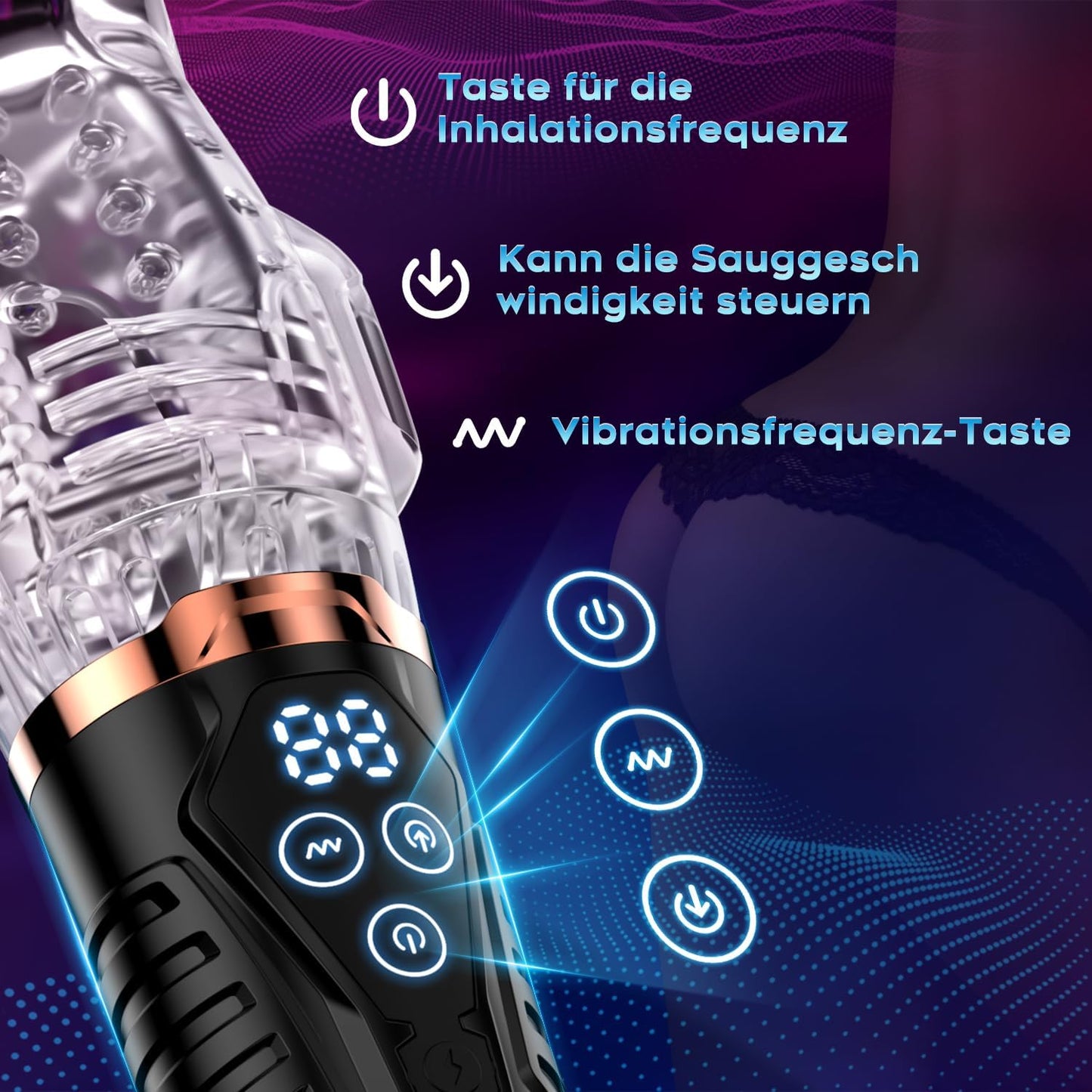 Hochfrequenz Elektrischer Masturbator Cup mit 9 Vibration & 9 Saugmodi