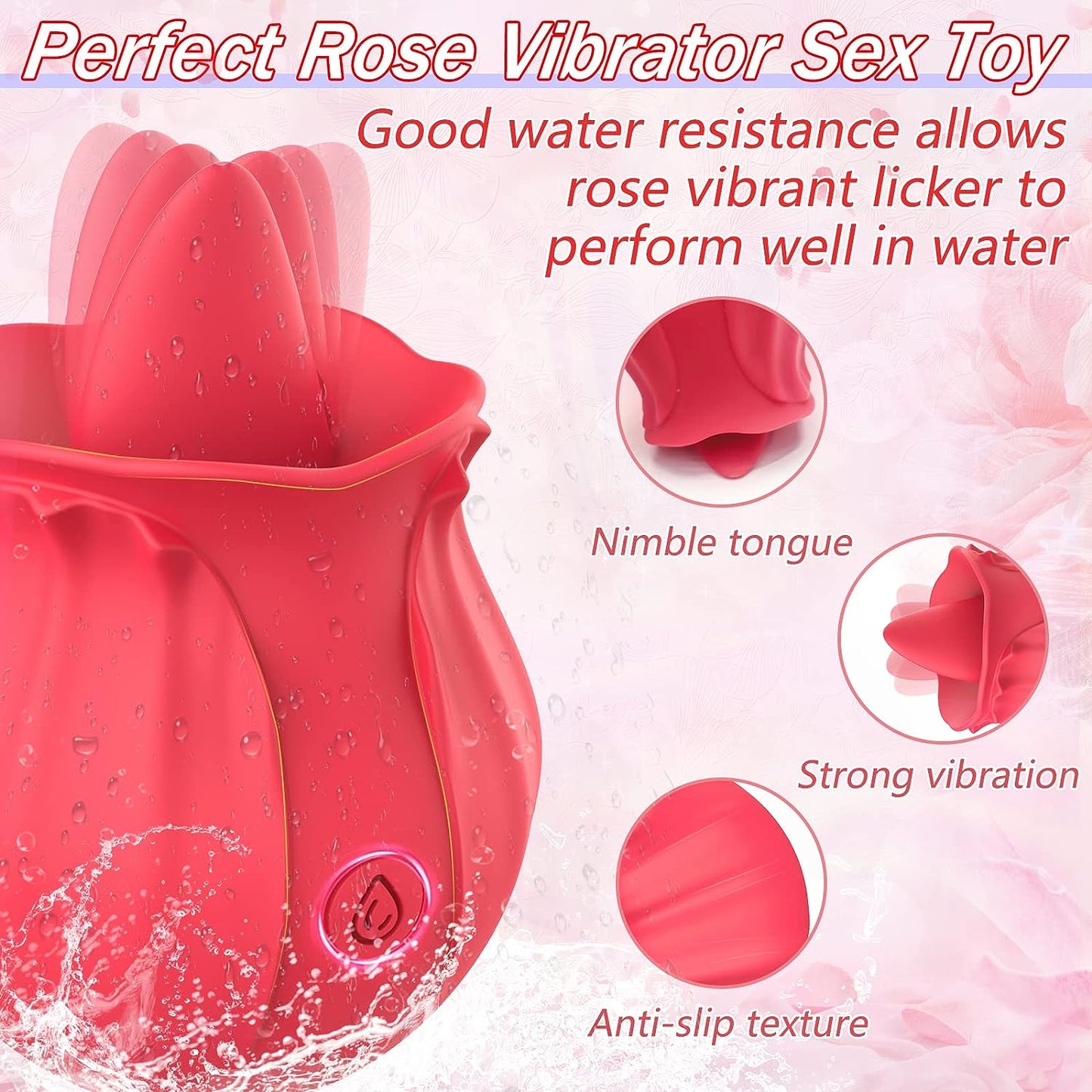 Rose Vibrator Tongue Licking Stimulation Vibrators with 10 vibration modes 
