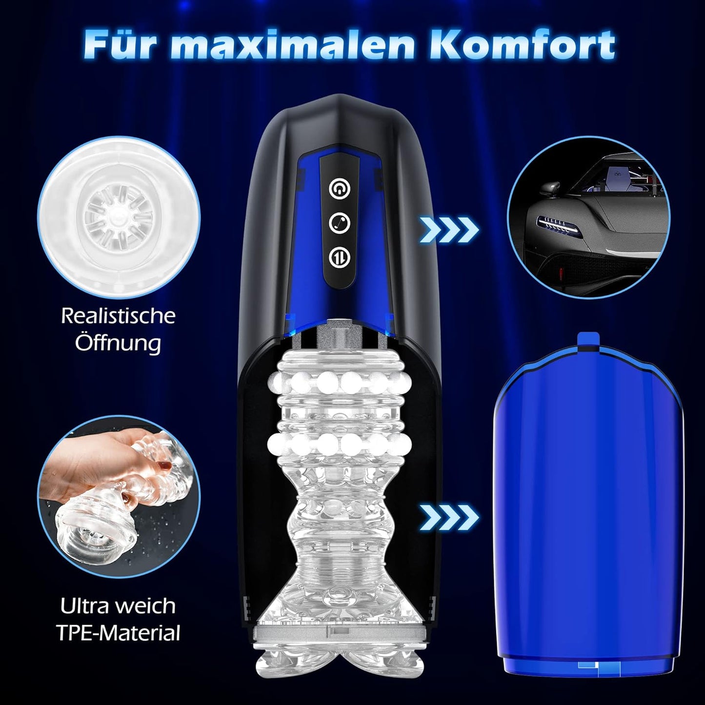 Automatic Electric Blowjob Masturbator Cup with 3 telescopic modes 
