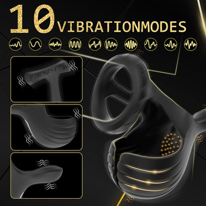 APP penisring cockring vibrator voor testikels met 10 vibratiemodi 