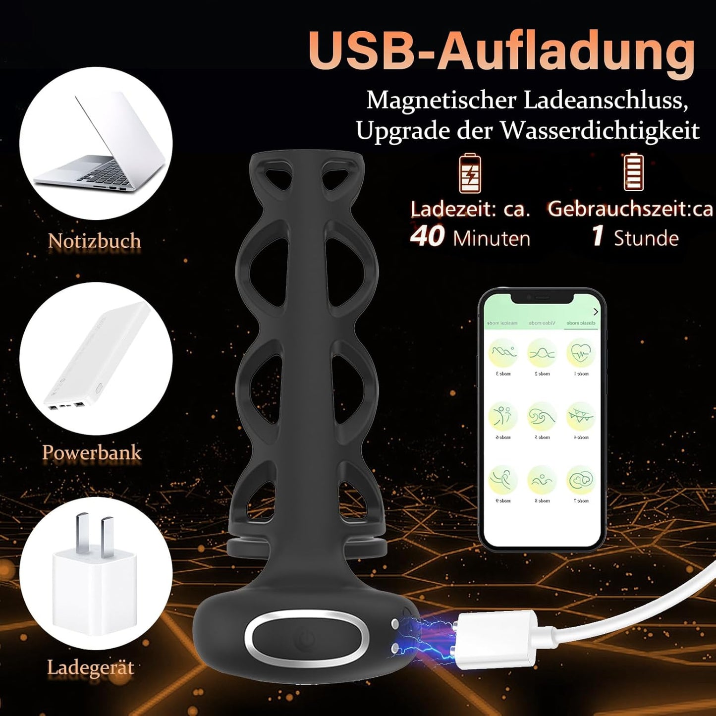 Innovativer Penisring Penishülle Klitorisstimulation mit 9 Vibrationsmodi