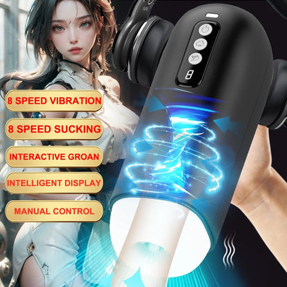 360° Deep-Throat-Vergnügen und Orgasmus Automatischer Masturbator mit 8 Vibrationsfrequenzen 8-Gang-Saugen