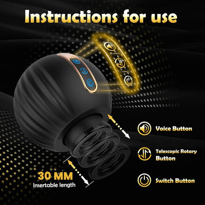 3D Vagina Masturbating Electric Masturbator Cup with 8 rotation modes and thrust function 