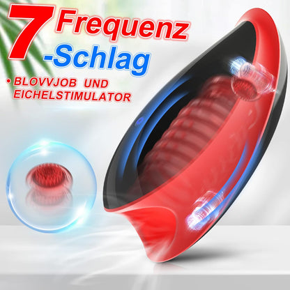 LED Display Masturbators Hand Free Blowjob Oral Sex Cup with 7 Slap + 7 Vibrations 