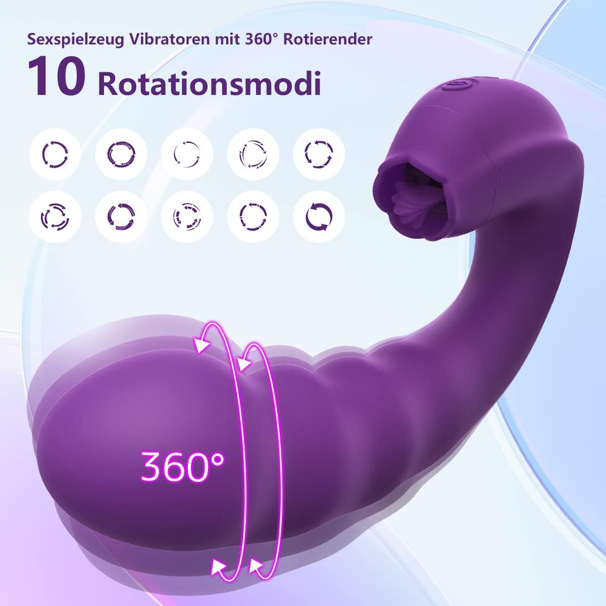 3 in 1 Klitoris G-Punkt Vibrator mit 10 Stoßfunktion 10 Rotation 3 Zungenlecken