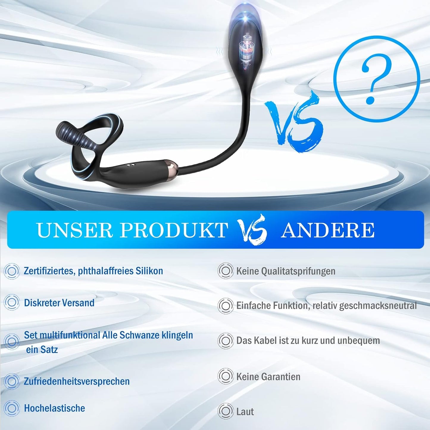 Dreieckiger Penisring Analplug Sex Spielzeug mit 10 Vibrationsmodi