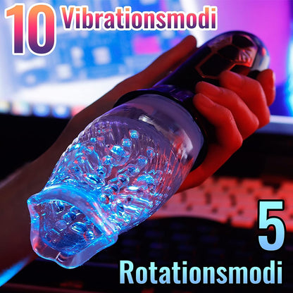 5 rotation modes 10 vibration modes 3D transparent masturbators oral penis trainer 
