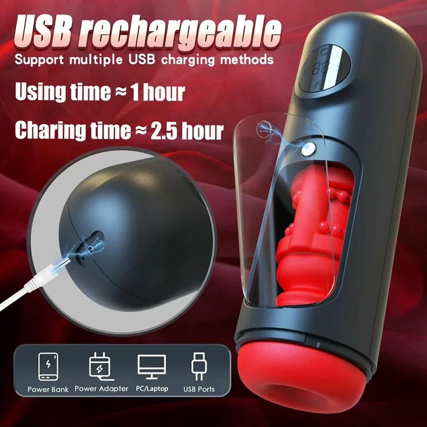 3D-realistische elektrische masturbator Handsfree cup voor mannen met 8+1 modi 