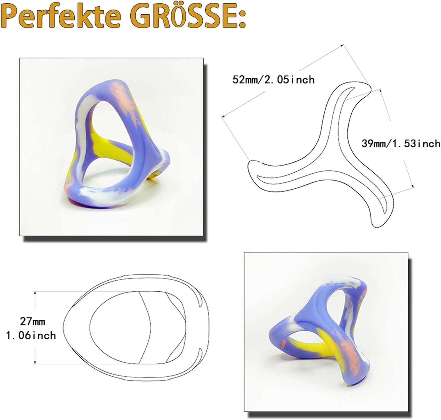 Hoge kwaliteit siliconen cockring voor mannen 3 in 1 cockringen 