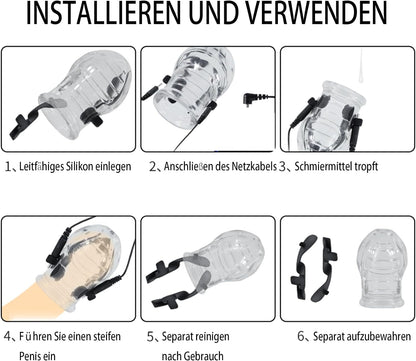 Elektro Schock Eichel Hülse Penis Trainer Set mit Penisringe Hodenring