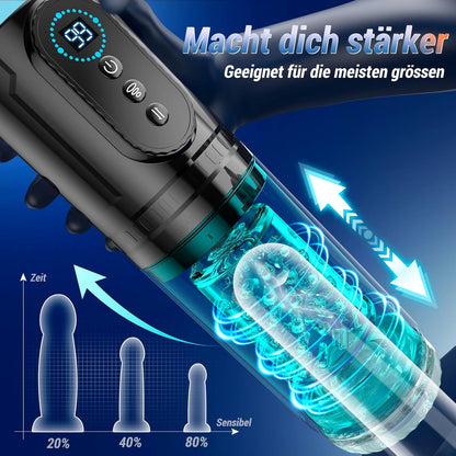 Elektrischer Masturbatoren Penispumpe mit 9 Saugmodi 9 Teleskopfunktion und Rotations