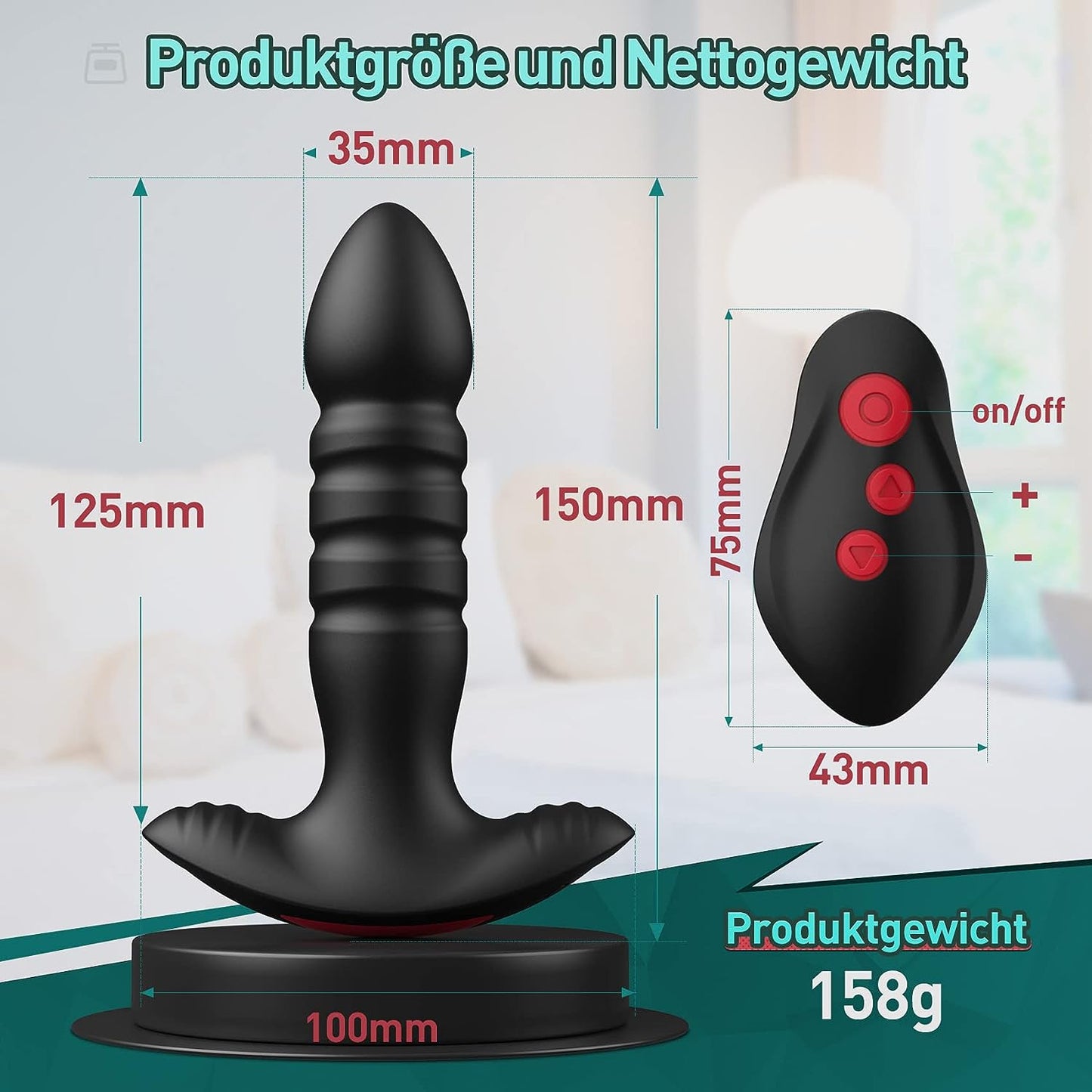 Stoß 1 CM Prostata Analvibratoren 3 Stoßmodi 7 Vibrationsmodi Aaron