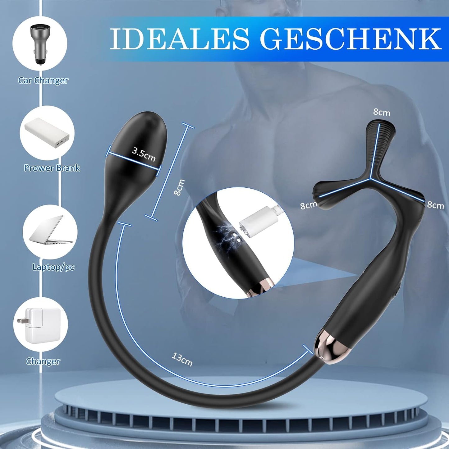 Dreieckiger Penisring Analplug Sex Spielzeug mit 10 Vibrationsmodi