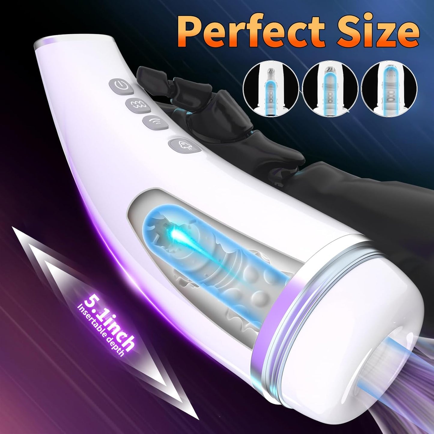 Smart LCD display masturbation cup with 7 suction modes and 10 vibration modes 