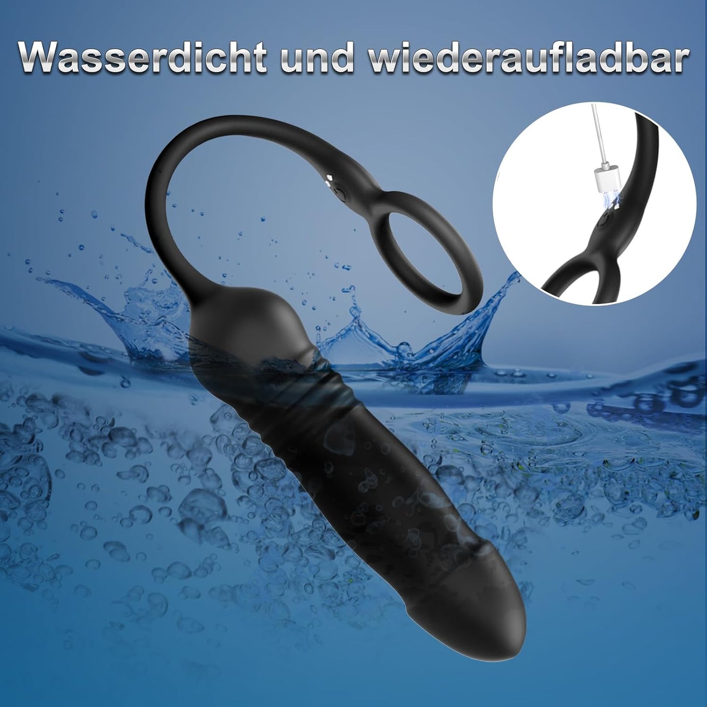 Analvibratoren Buttplug Dildo Vibrator with Penisring mit 3 Stoß und Vibrationsmodi