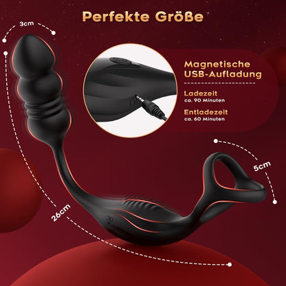 4 in 1 Anal Vibrator Penisring Prostata mit 9 Starker Vibrationen