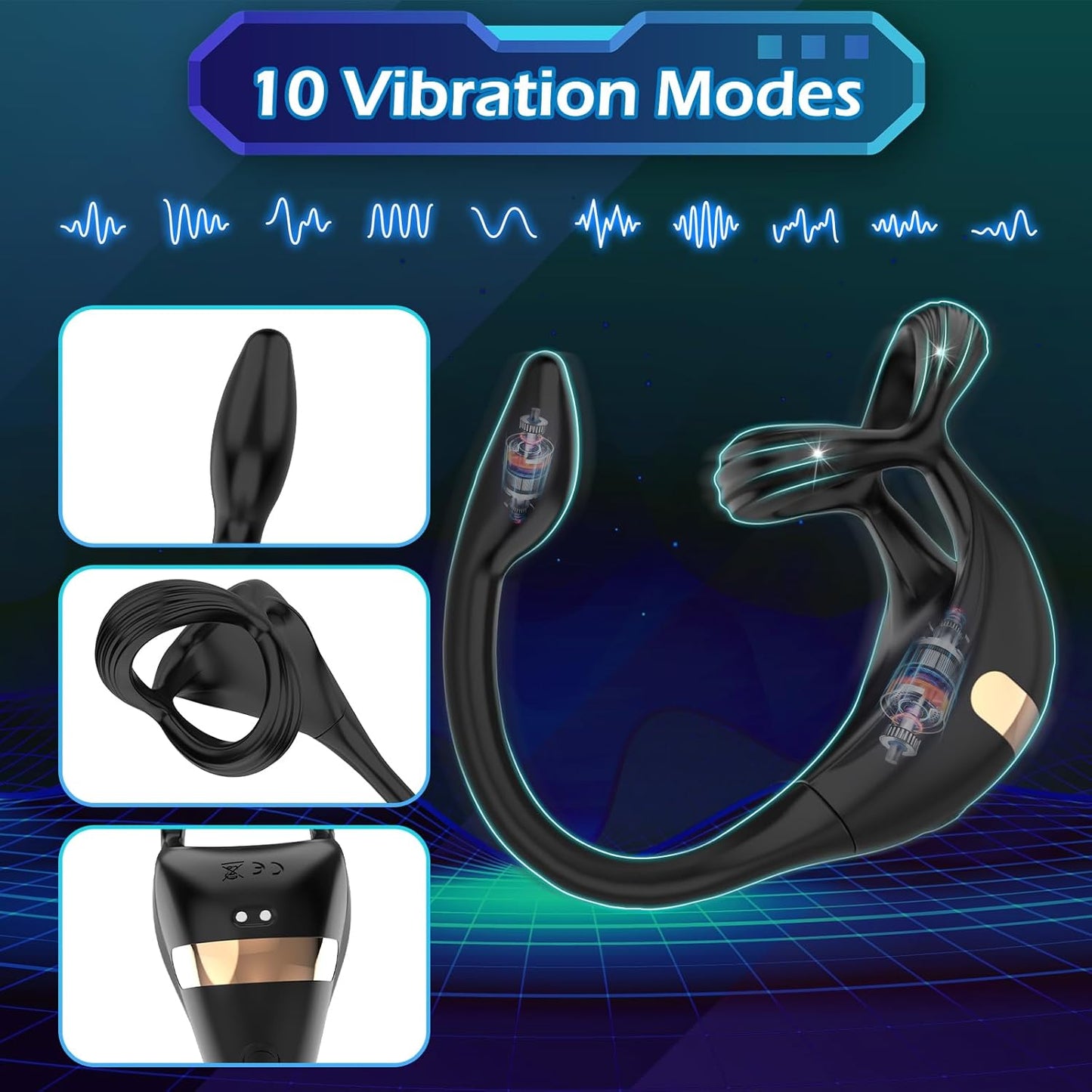 Dual Penisring Erotischer dreieckiger Massagegerät mit 10 Vibrationsmodi