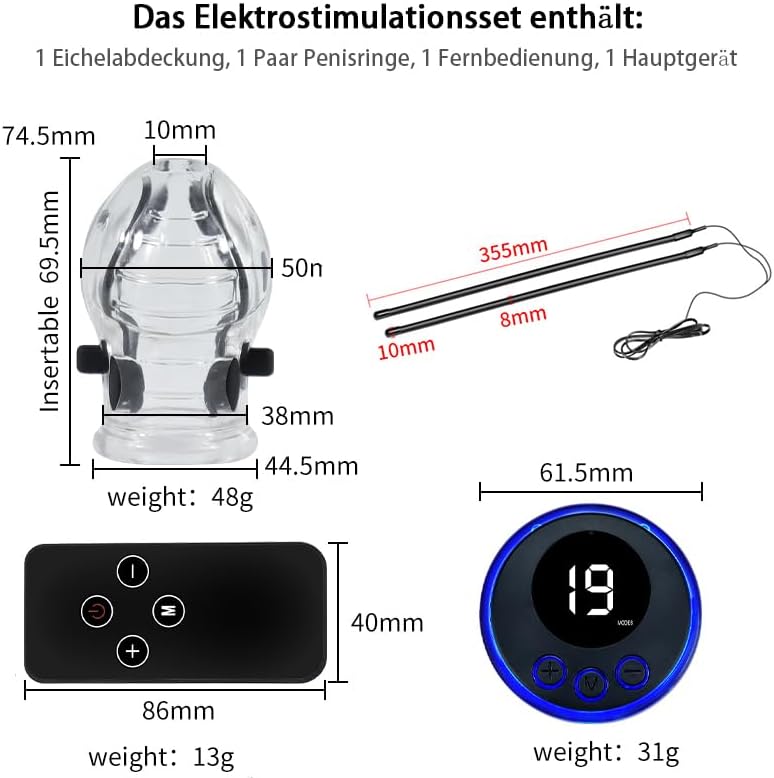 Elektro Schock Eichel Hülse Penis Trainer Set mit Penisringe Hodenring