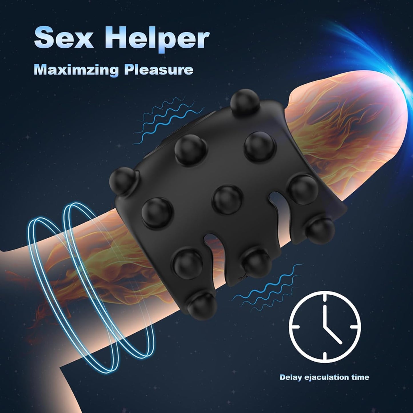 360° weiche Perlen Penisring Vibrator Penishülle Sleeve Cockring mit 10 Vibrationen