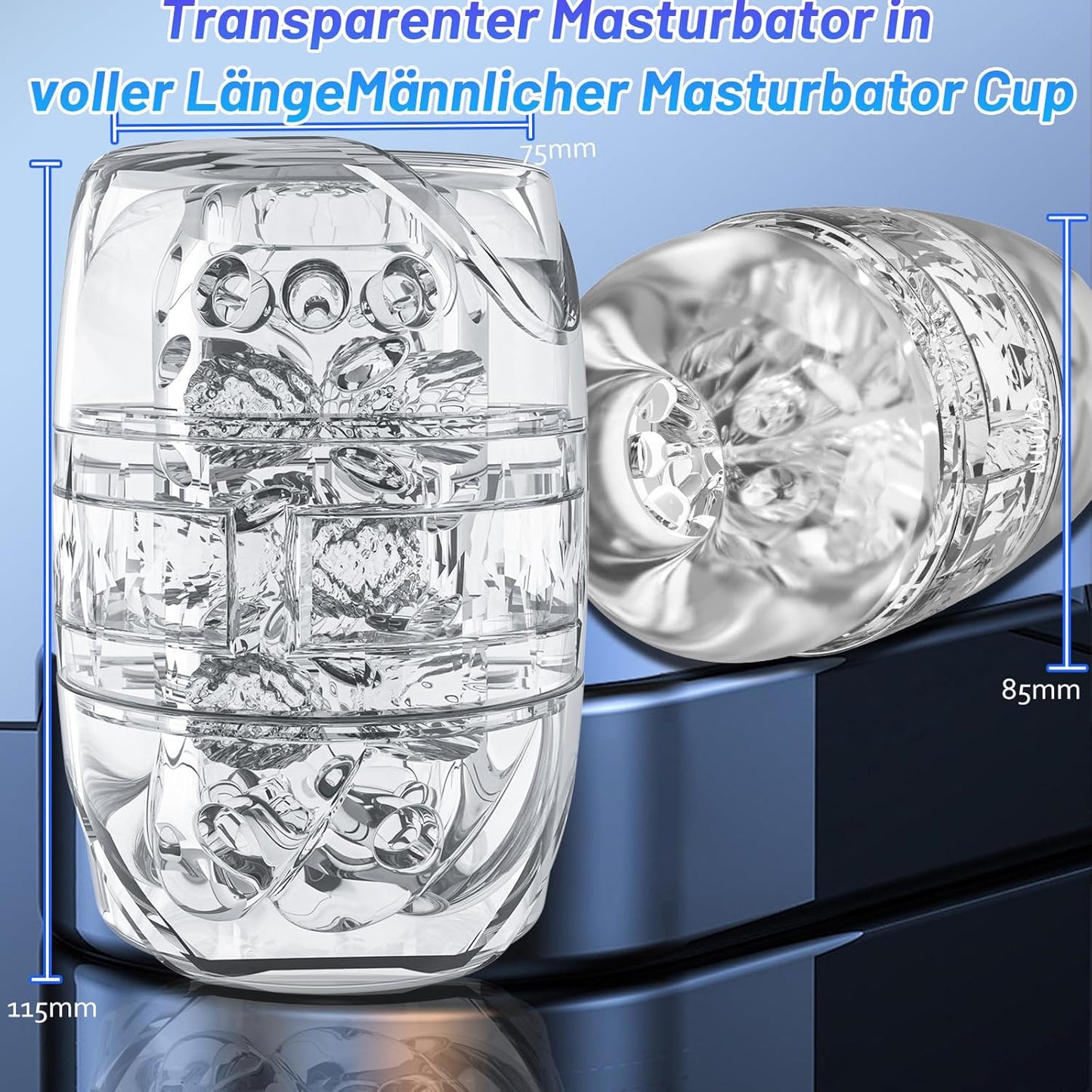 3D Realistischer Transparentes Manuelle Cup Masturbatoren Blowjob