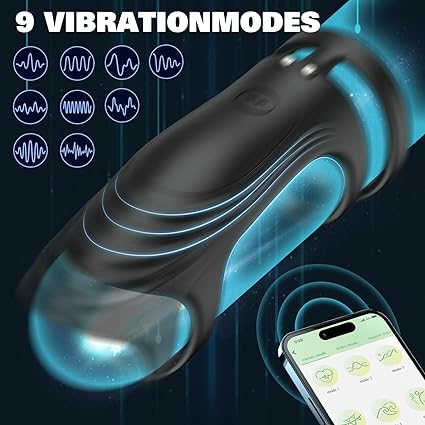 2 IN 1 App-gesteuerter Penisring Vibrator mit 9 Vibrationsmodi